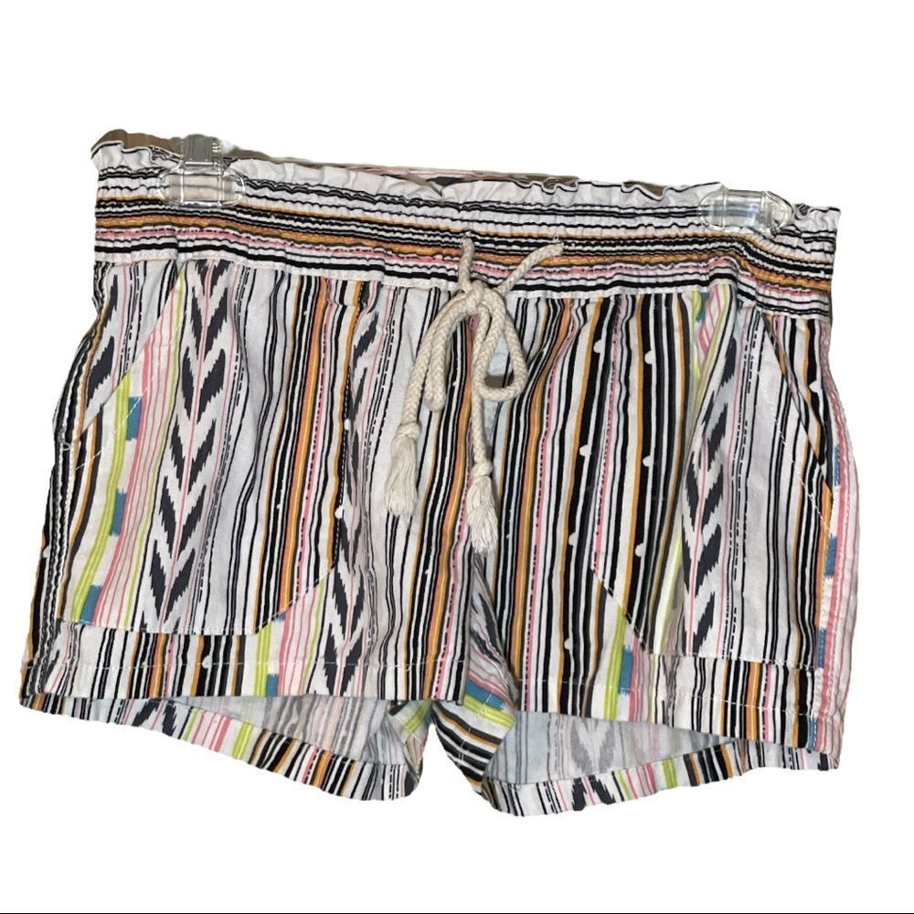 Kiss & Cry Multicolored Striped Drawstring Waistband Shorts Medium M